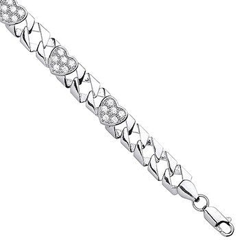 Silver Cubic Zirconia Hearts Baby/Ladies Bracelet - Fine Bracelet - Certified Authentic – Luxury Jewellery by Imperial