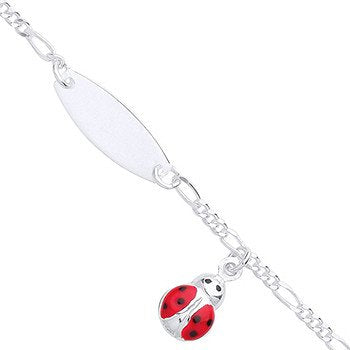 Silver Ladybird Charm & Id Baby Bracelet - Fine Bracelet - Certified Authentic - Swiss Made – Luxury Jewellery by Impe