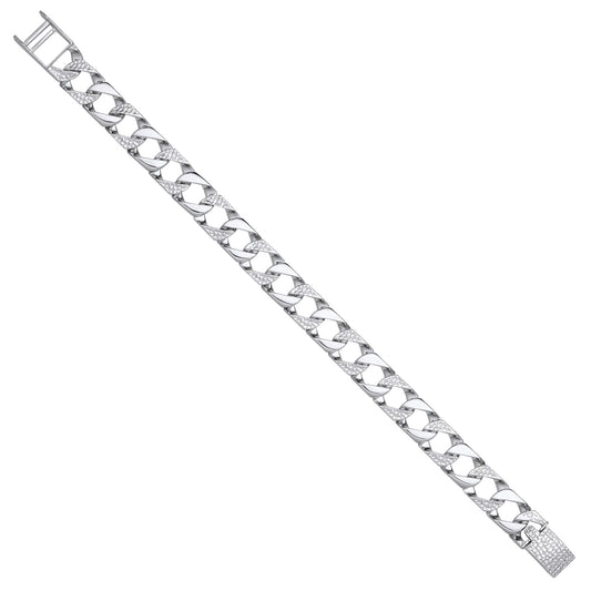 Silver 11mm Plain & Patterned Cast Link Bracelet - Fine Bracelet - Certified Authentic – Luxury Jewellery by Imperial