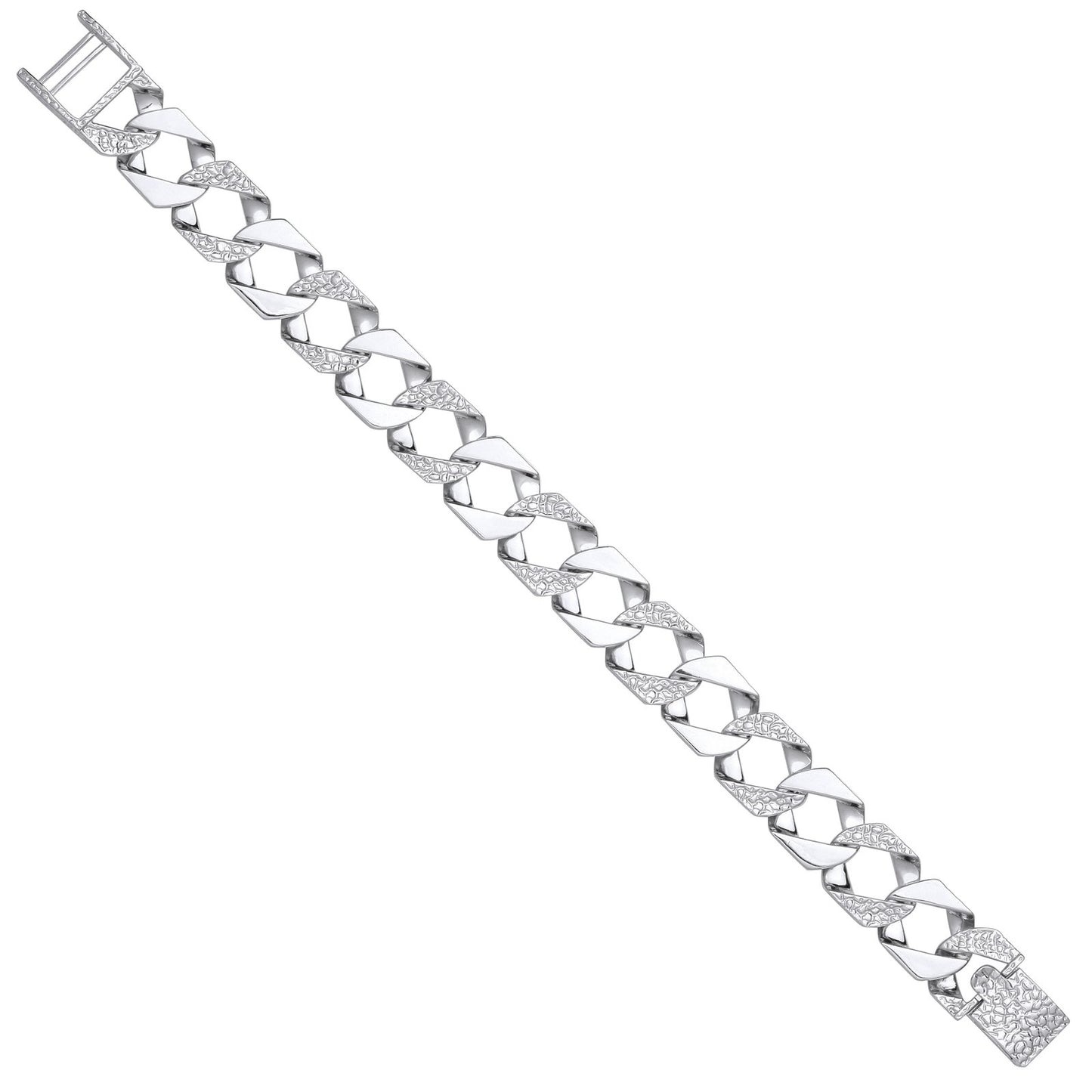 Silver 15mm Plain & Patterned Cast Link Bracelet - Fine Bracelet - Certified Authentic – Luxury Jewellery by Imperial
