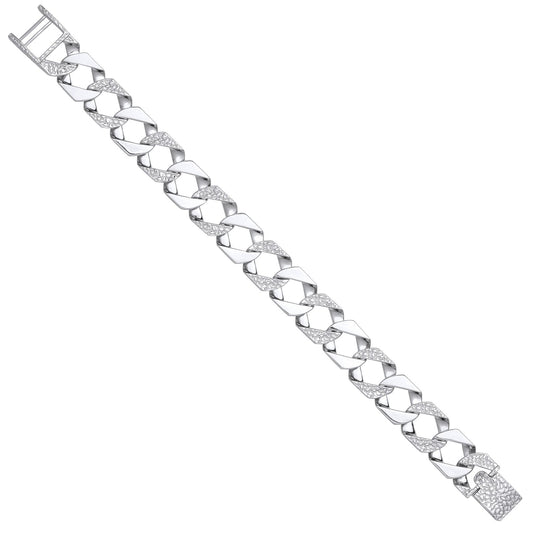 Silver 15mm Plain & Patterned Cast Link Bracelet - Fine Bracelet - Certified Authentic – Luxury Jewellery by Imperial