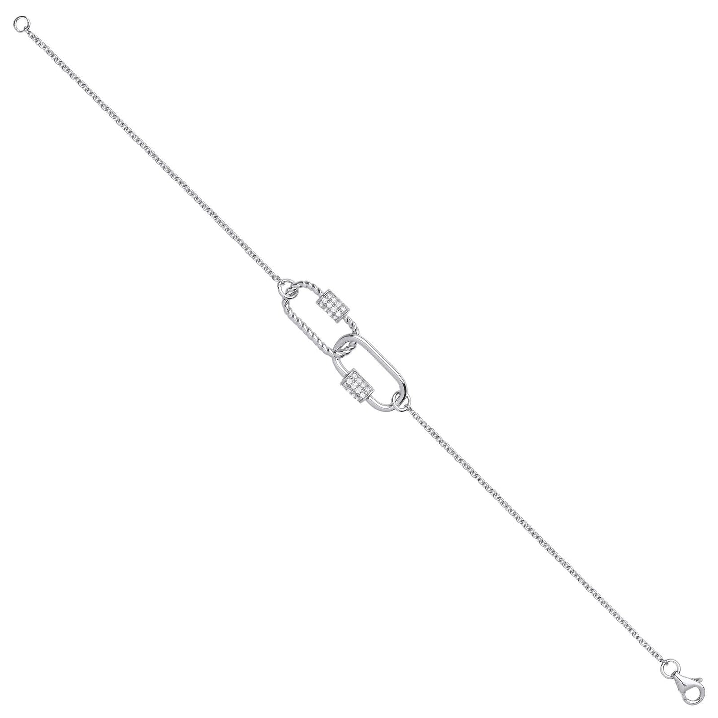 Silver Paper Clip Cubic Zirconia Ladies Bracelet - Fine Bracelet - Certified Authentic – Luxury Jewellery by Imperial