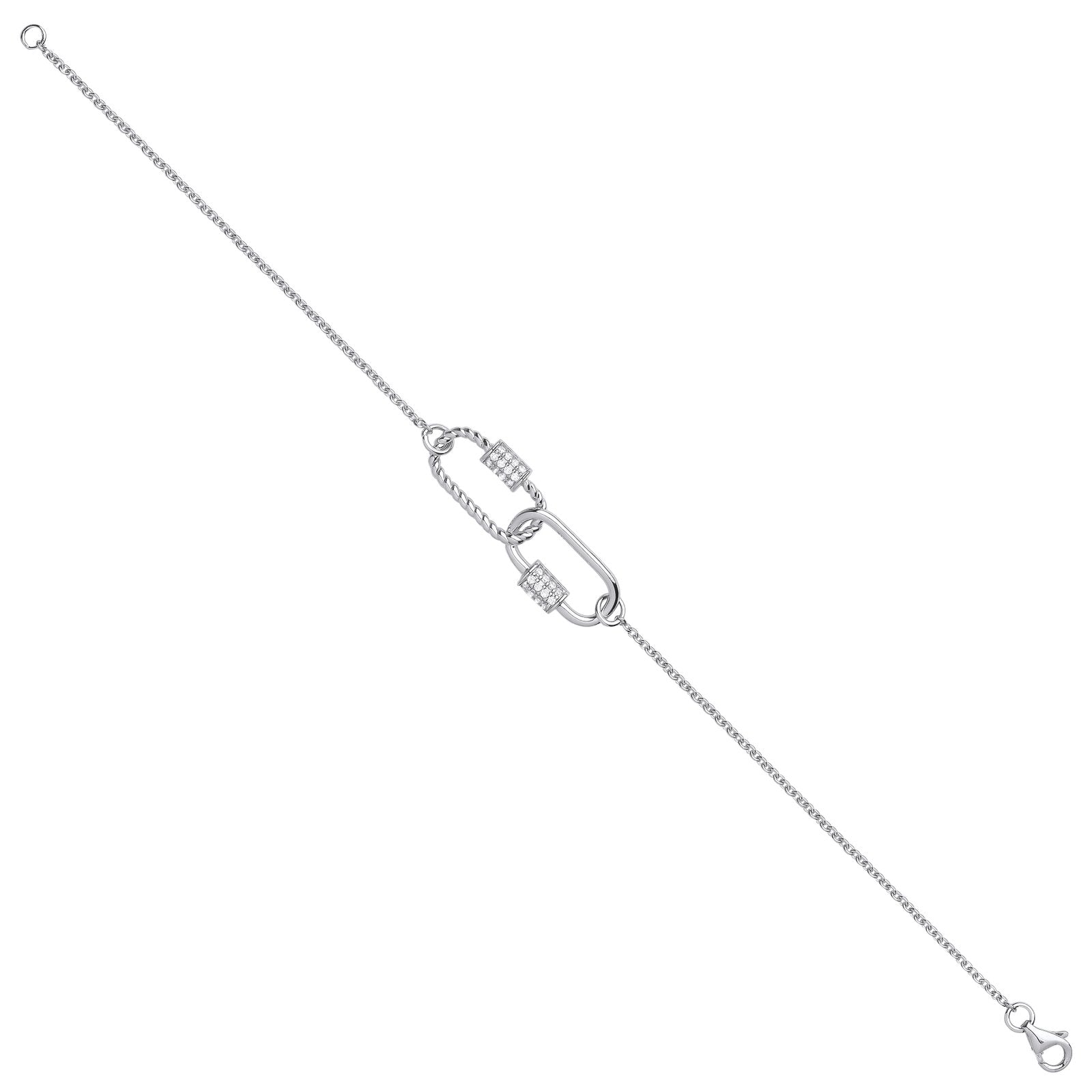 Silver Paper Clip Cubic Zirconia Ladies Bracelet - Fine Bracelet - Certified Authentic – Luxury Jewellery by Imperial