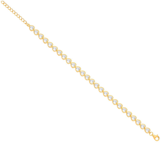 Silver Yellow Gold Plated Heart Cubic Zirconia Rubover Tennis Bracelet - Fine Bracelet – Luxury Jewellery by Imperial