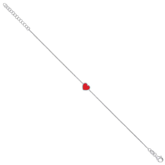 Silver Red Enamel Heart Ladies Bracelet - Fine Bracelet - Certified Authentic - Swiss Made – Luxury Jewellery by Imper