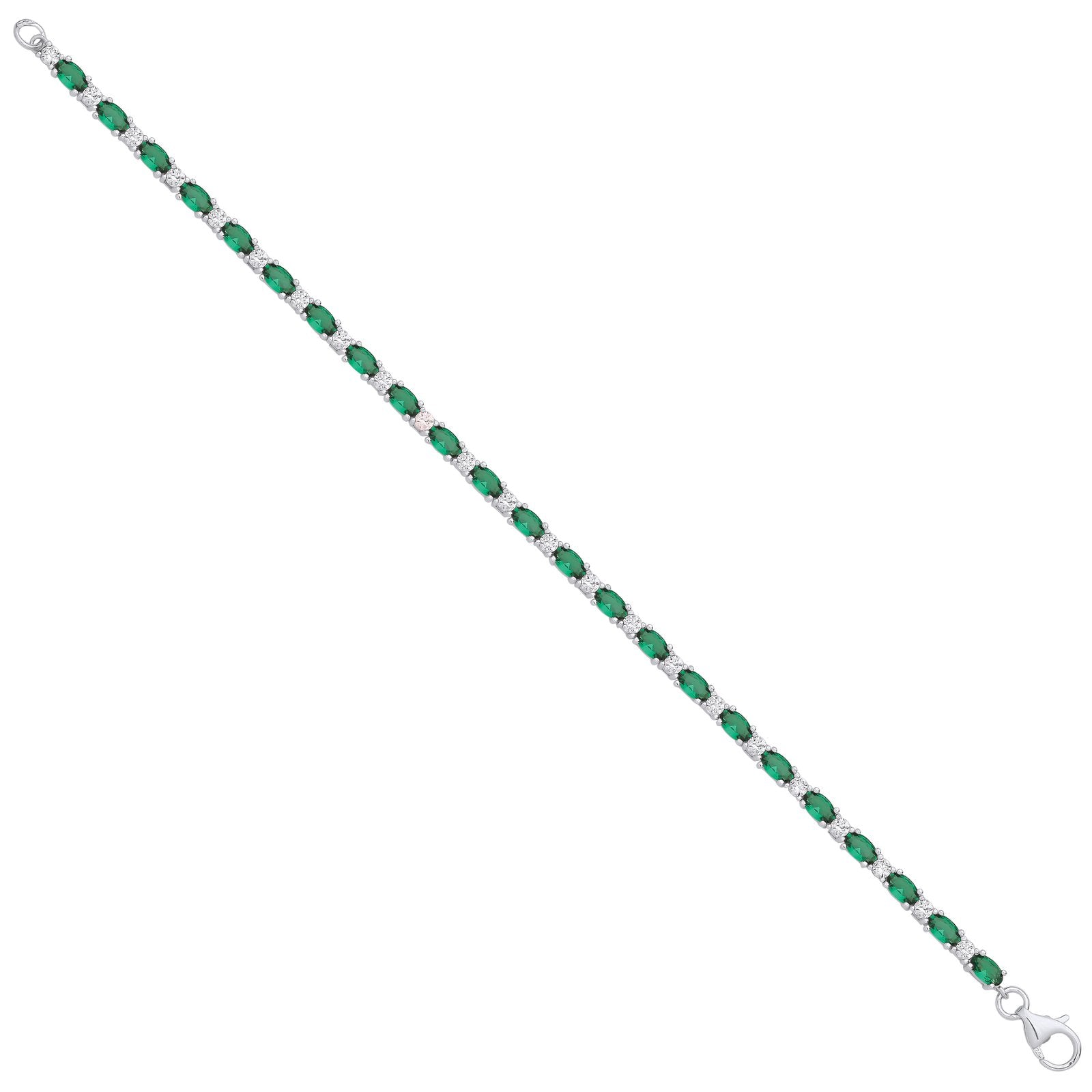 Silver Green & Clear Cubic Zirconia Silver Tennis Ladies Bracelet - Fine Bracelet - Certified – Luxury Jewellery by Im
