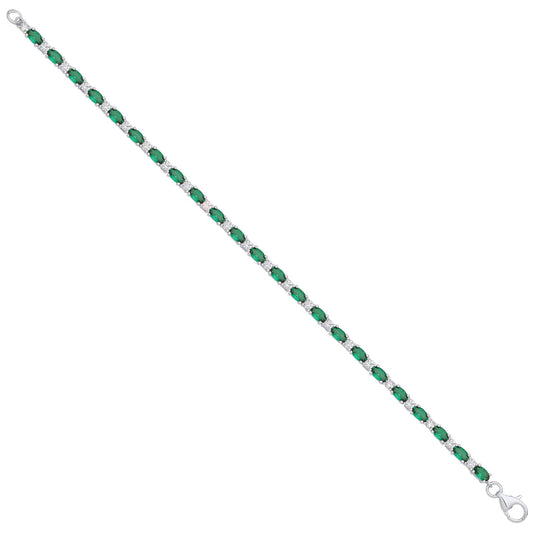 Silver Green & Clear Cubic Zirconia Silver Tennis Ladies Bracelet - Fine Bracelet - Certified – Luxury Jewellery by Im