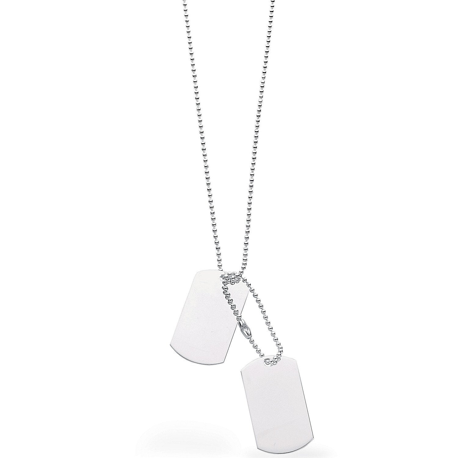 Silver Dog Tags 24" Chain - Fine Necklace - Certified Authentic - Swiss Made - UK Stock – Luxury Jewellery by Imperial