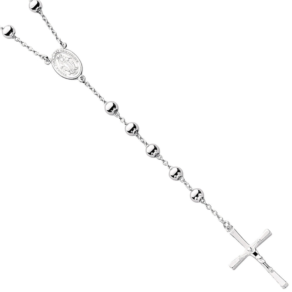 Silver Rosary Beads 28"