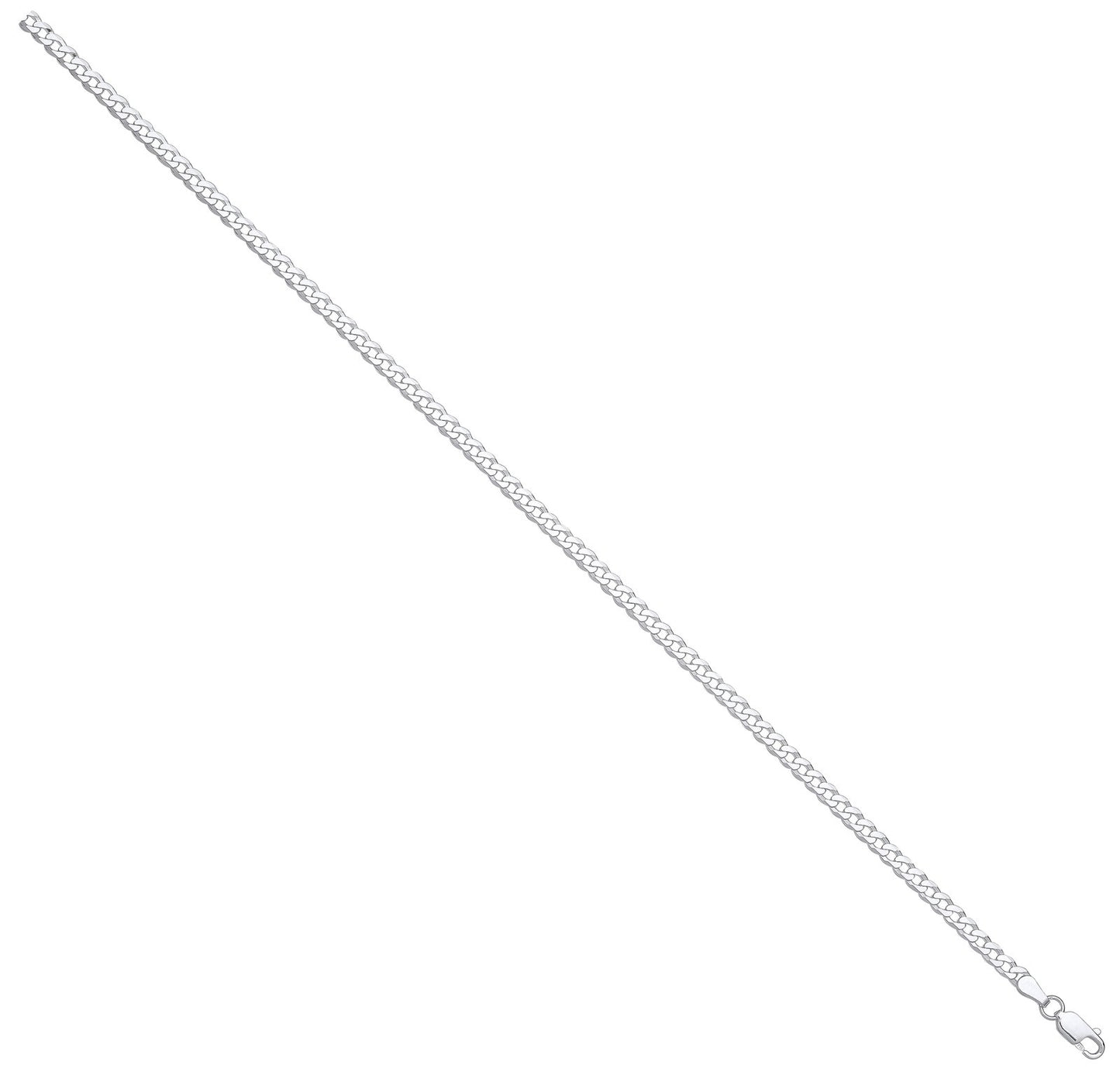 Silver 3.3mm Economy Flat Curb Chain - Fine Necklace - Certified Authentic - Swiss Made – Luxury Jewellery by Imperial