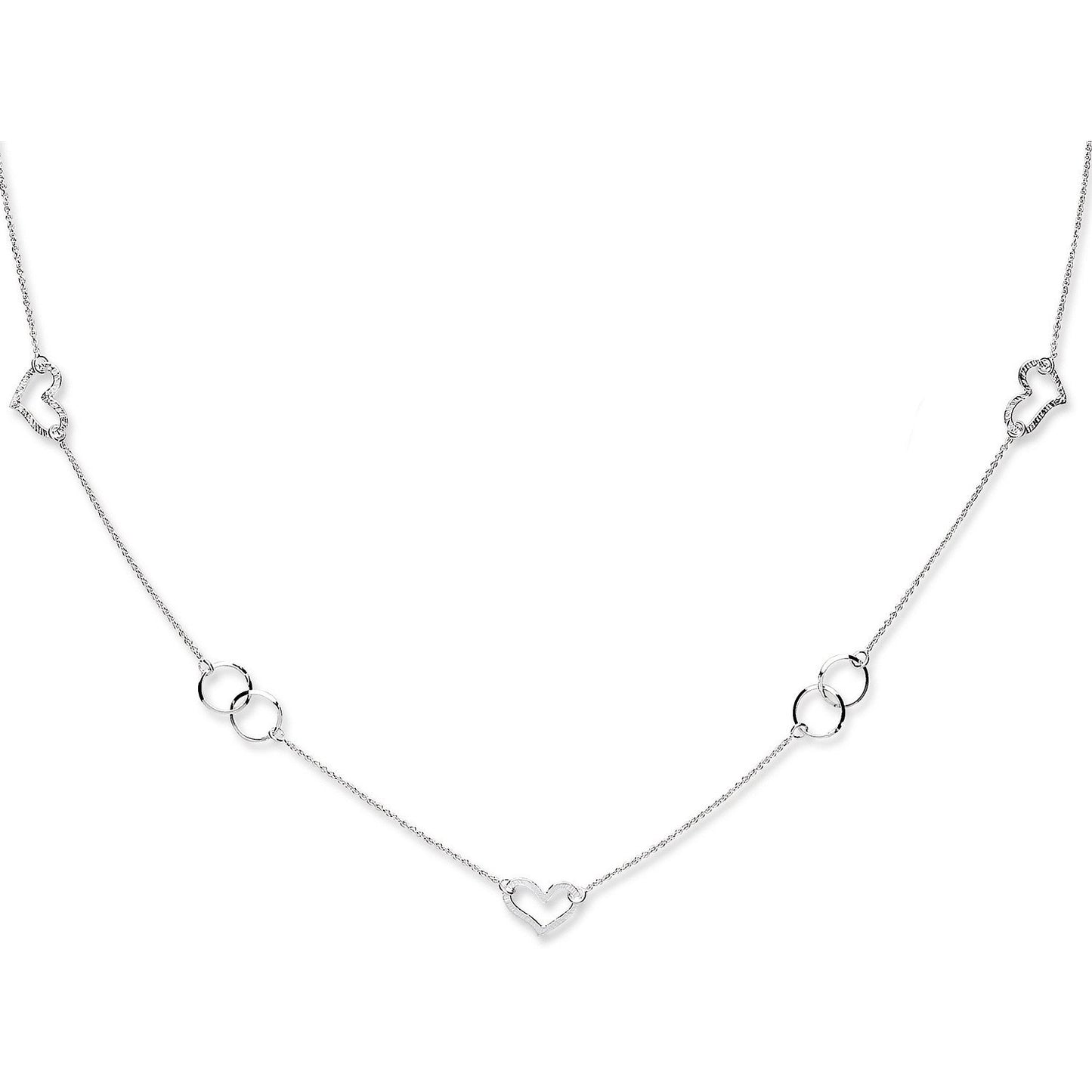 Silver Fancy Heart Chain 34" - Fine Necklace - Certified Authentic - Swiss Made - UK Stock – Luxury Jewellery by Imper