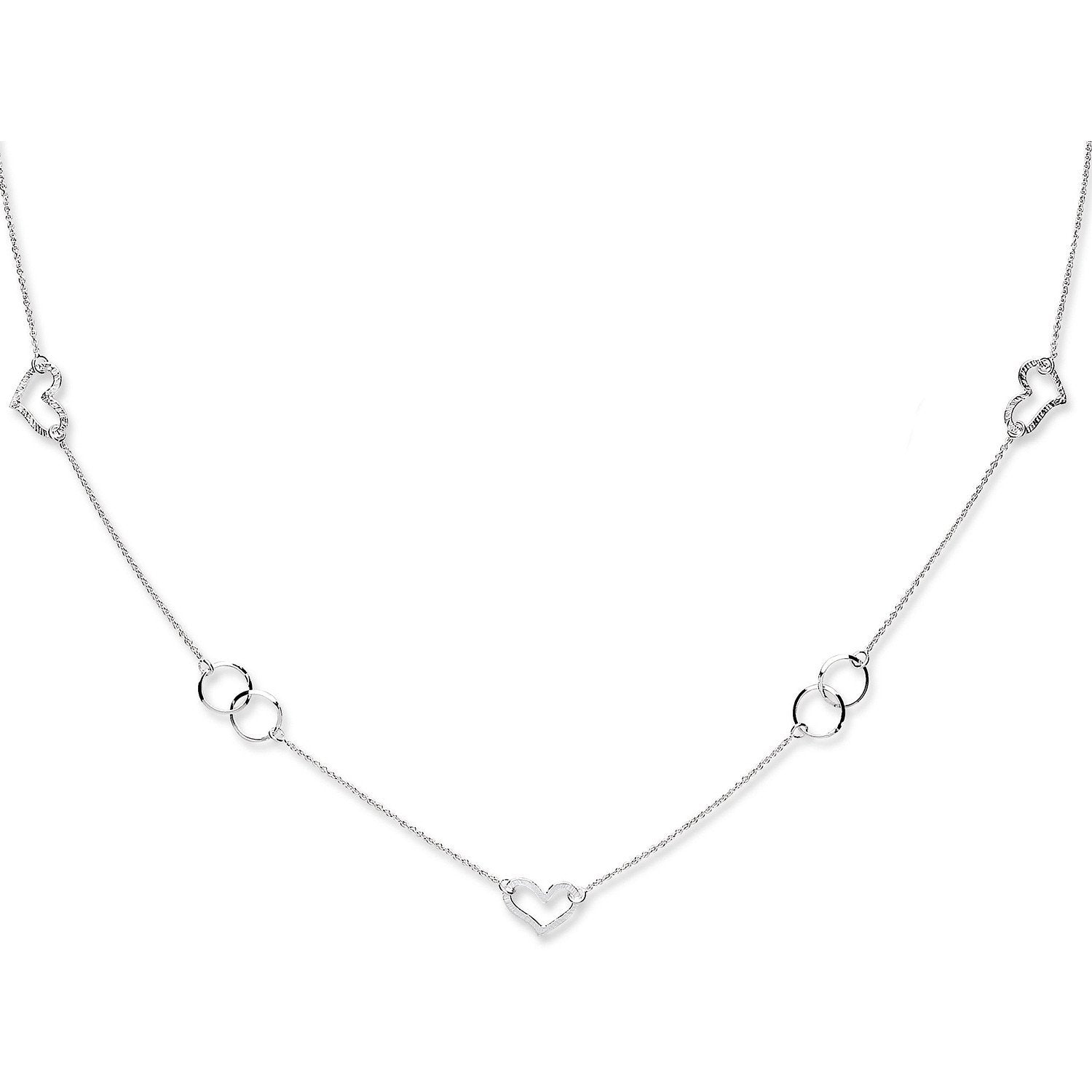 Silver Fancy Heart Chain 34" - Fine Necklace - Certified Authentic - Swiss Made - UK Stock – Luxury Jewellery by Imper