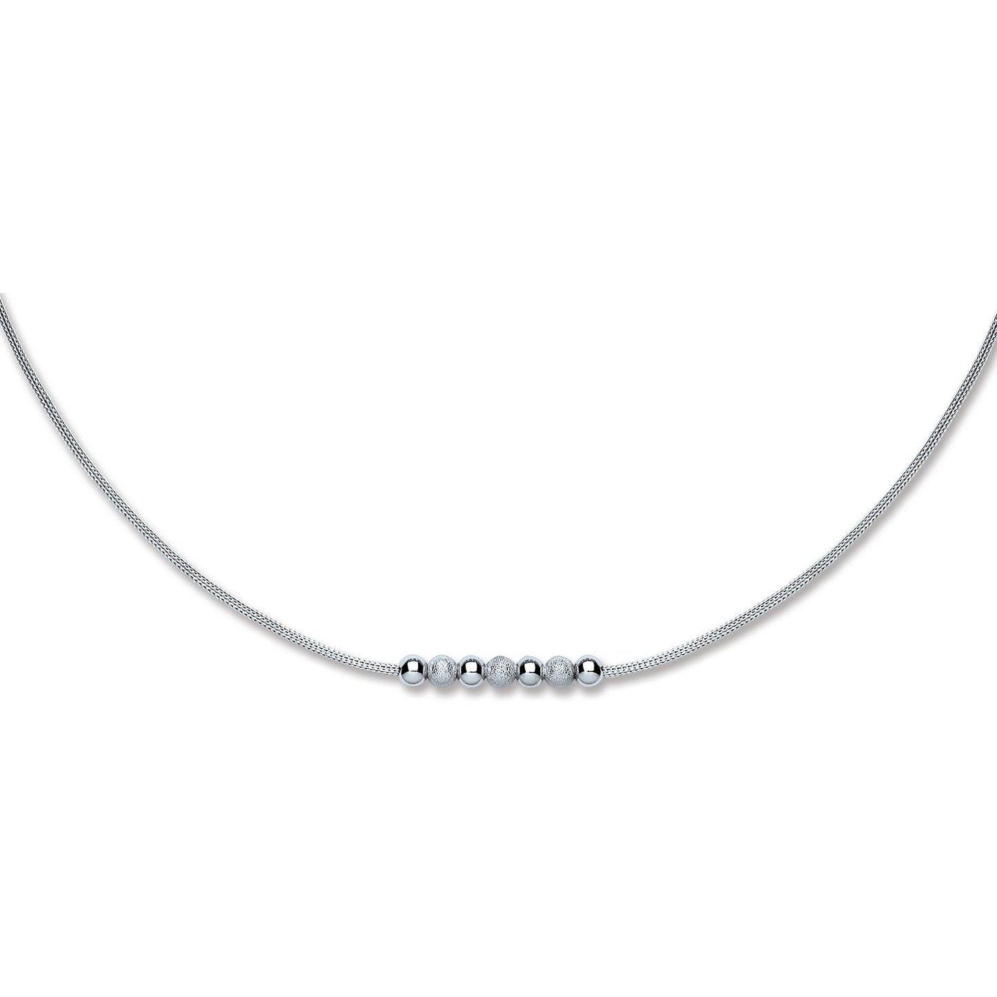 Silver Mesh & Beads Necklace Rhodium Plated - Fine Necklace - Certified Authentic - Swiss Mad – Luxury Jewellery by Im