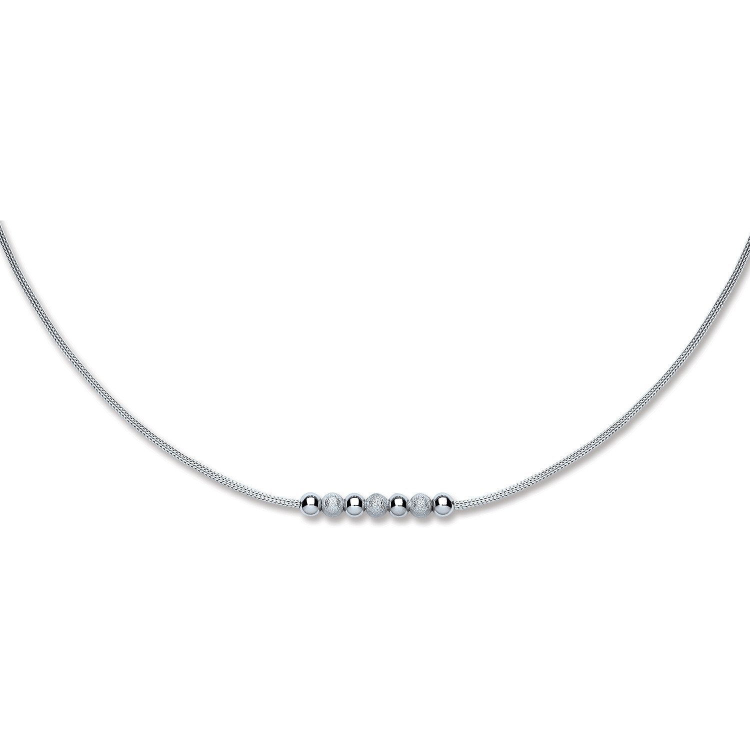 Silver Mesh & Beads Necklace Rhodium Plated - Fine Necklace - Certified Authentic - Swiss Mad – Luxury Jewellery by Im