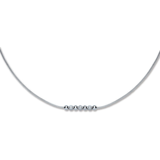 Silver Mesh & Beads Necklace Rhodium Plated - Fine Necklace - Certified Authentic - Swiss Mad – Luxury Jewellery by Im