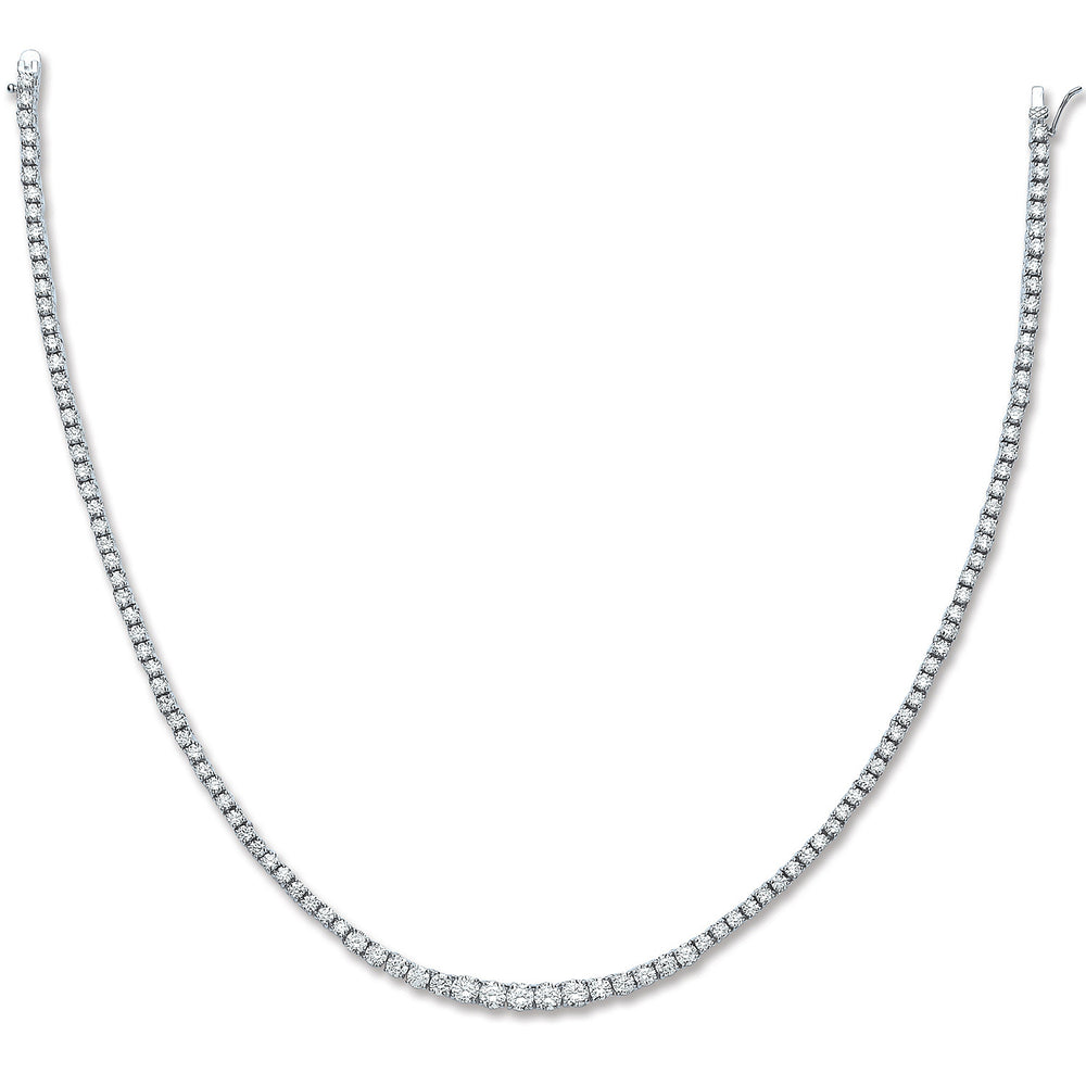 Silver Graduated Cubic Zirconia Tennis Collarette 17"