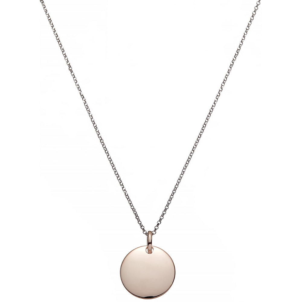 Silver Chain with Solid Rose Circle Pendant