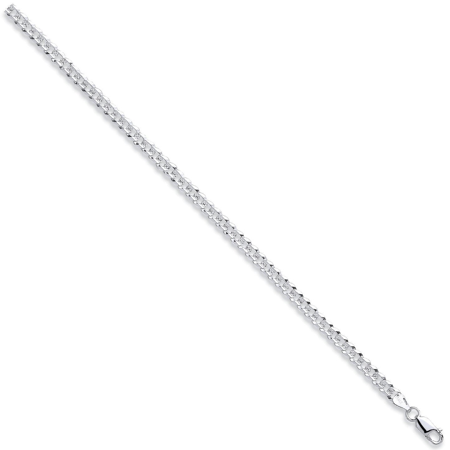 Silver 5mm Flat Pave Curb Chain - Fine Necklace - Certified Authentic - Swiss Made - UK Stock – Luxury Jewellery by Im