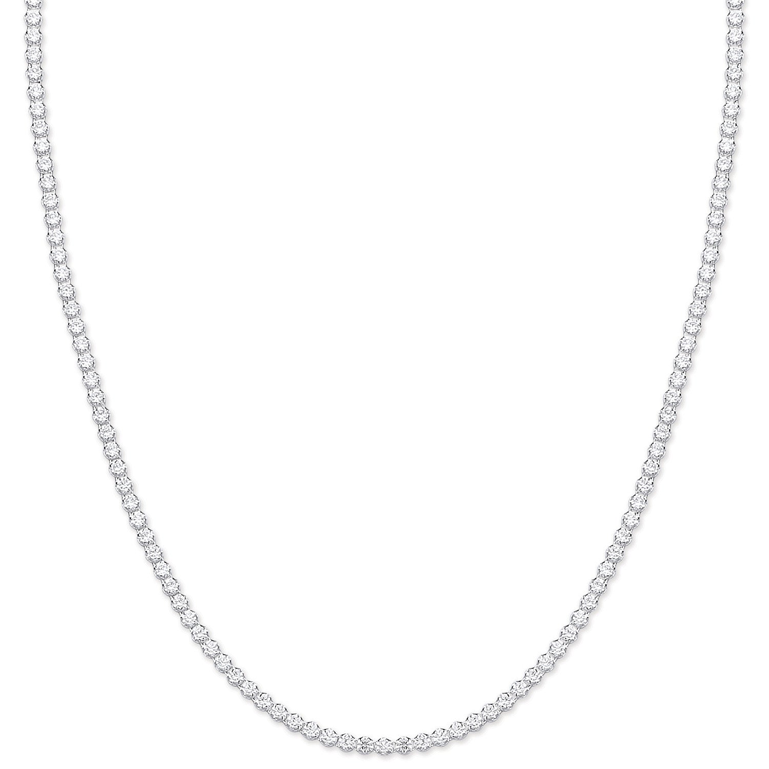 Silver 2.4mm 17" Tennis Cubic Zirconia Chain