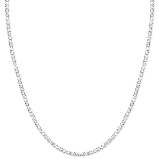 Silver 2.4mm 17" Tennis Cubic Zirconia Chain
