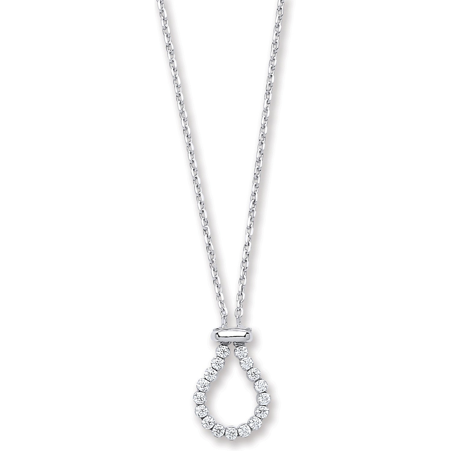 Silver Belcher with Pear Cubic Zirconia Link Chain