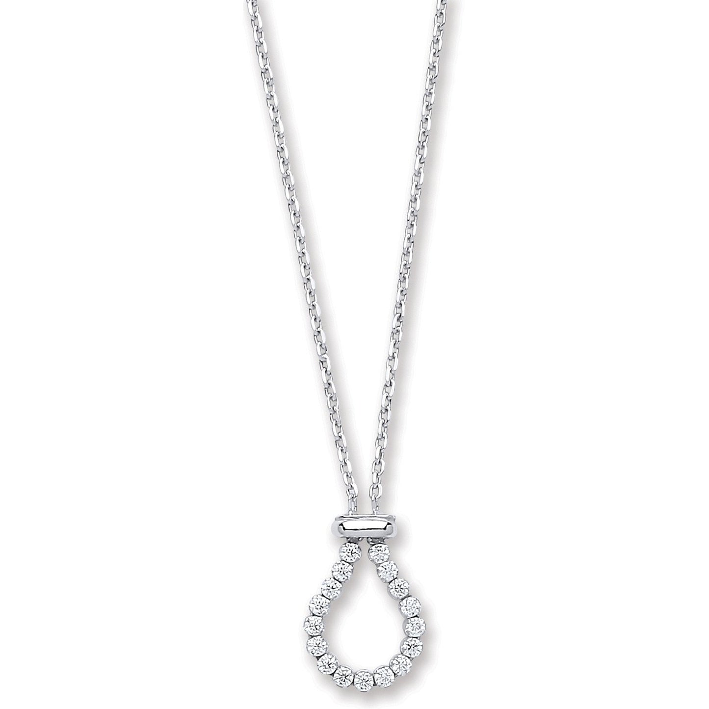 Silver Belcher with Pear Cubic Zirconia Link Chain - Fine Necklace - Certified Authentic – Luxury Jewellery by Imperia