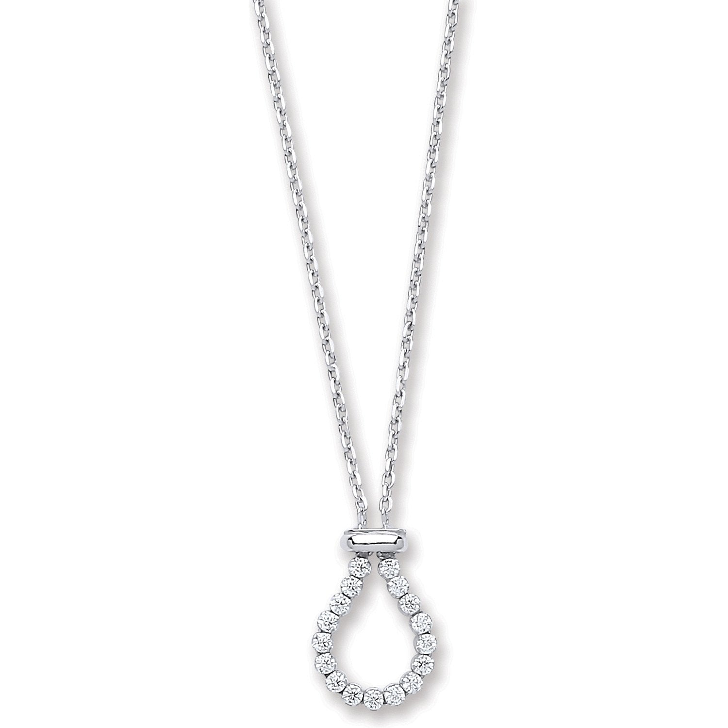 Silver Belcher with Pear Cubic Zirconia Link Chain - Fine Necklace - Certified Authentic – Luxury Jewellery by Imperia