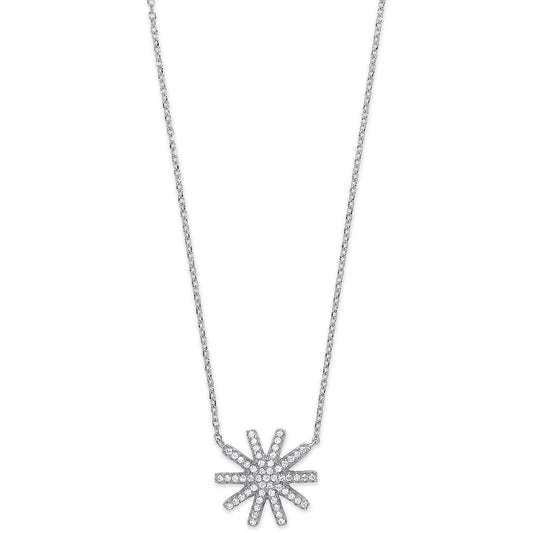 Silver Cubic Zirconia Starburst Pendant 16" Necklace - Fine Necklace - Certified Authentic – Luxury Jewellery by Imper