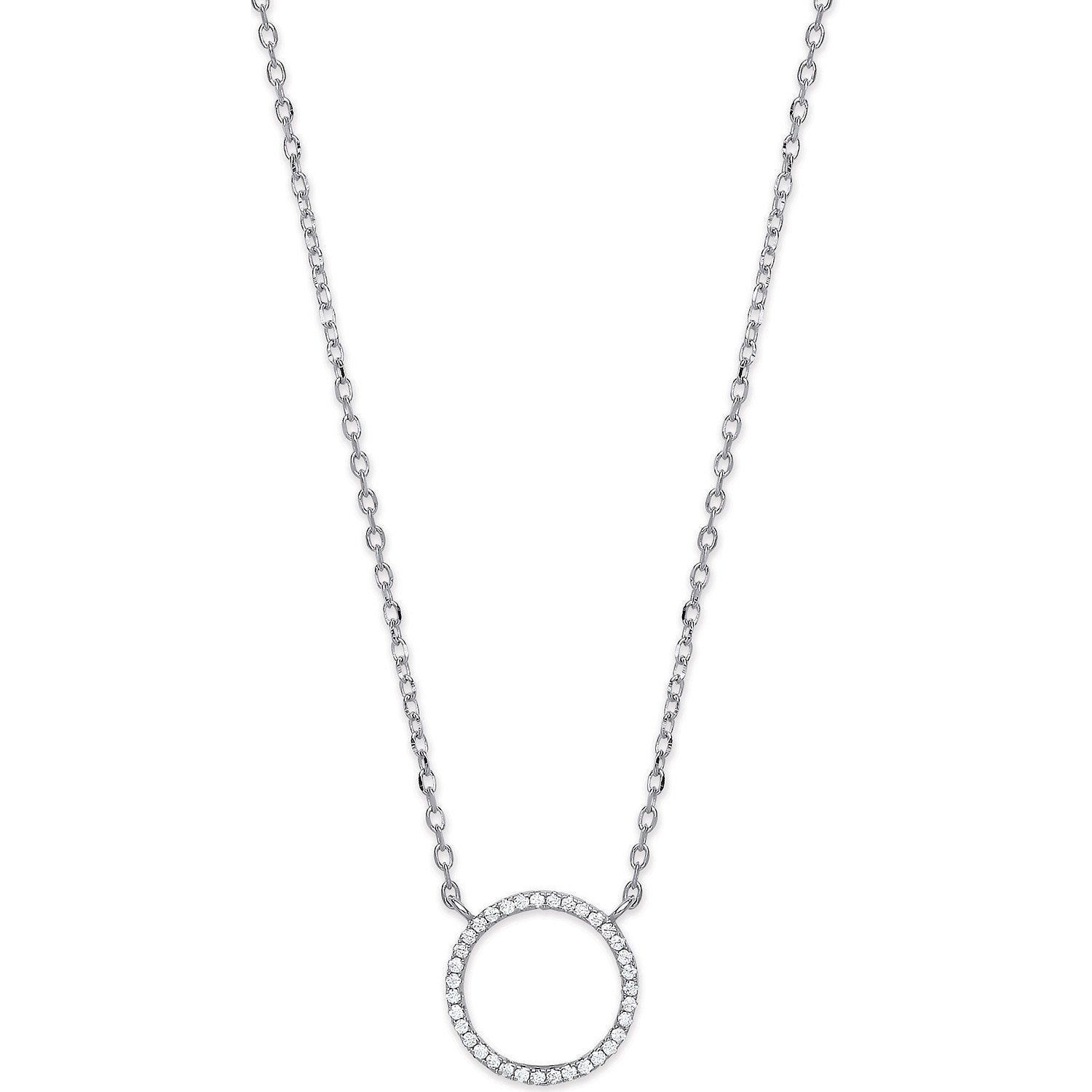 Silver Cubic Zirconia Circle of Life Pendant 16" Necklace with Extention - Fine Necklace – Luxury Jewellery by Imperia