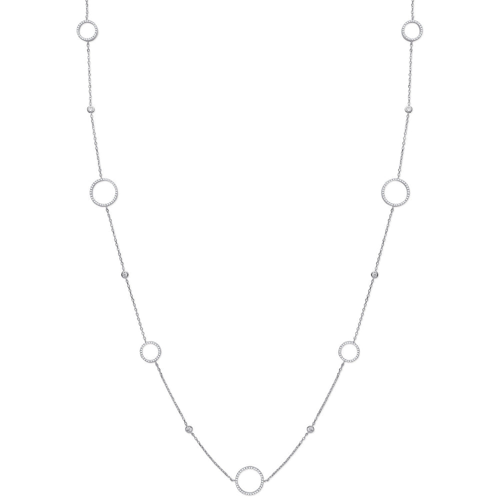 Silver Cubic Zirconia Circle of Life 36" (91cm) Necklace