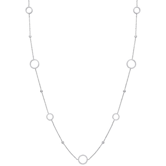 Silver Cubic Zirconia Circle of Life 36" (91cm) Necklace