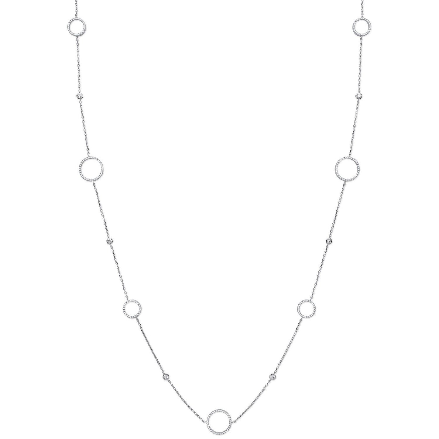 Silver Cubic Zirconia Circle of Life 36" (91cm) Necklace - Fine Necklace - Certified Authenti – Luxury Jewellery by Im