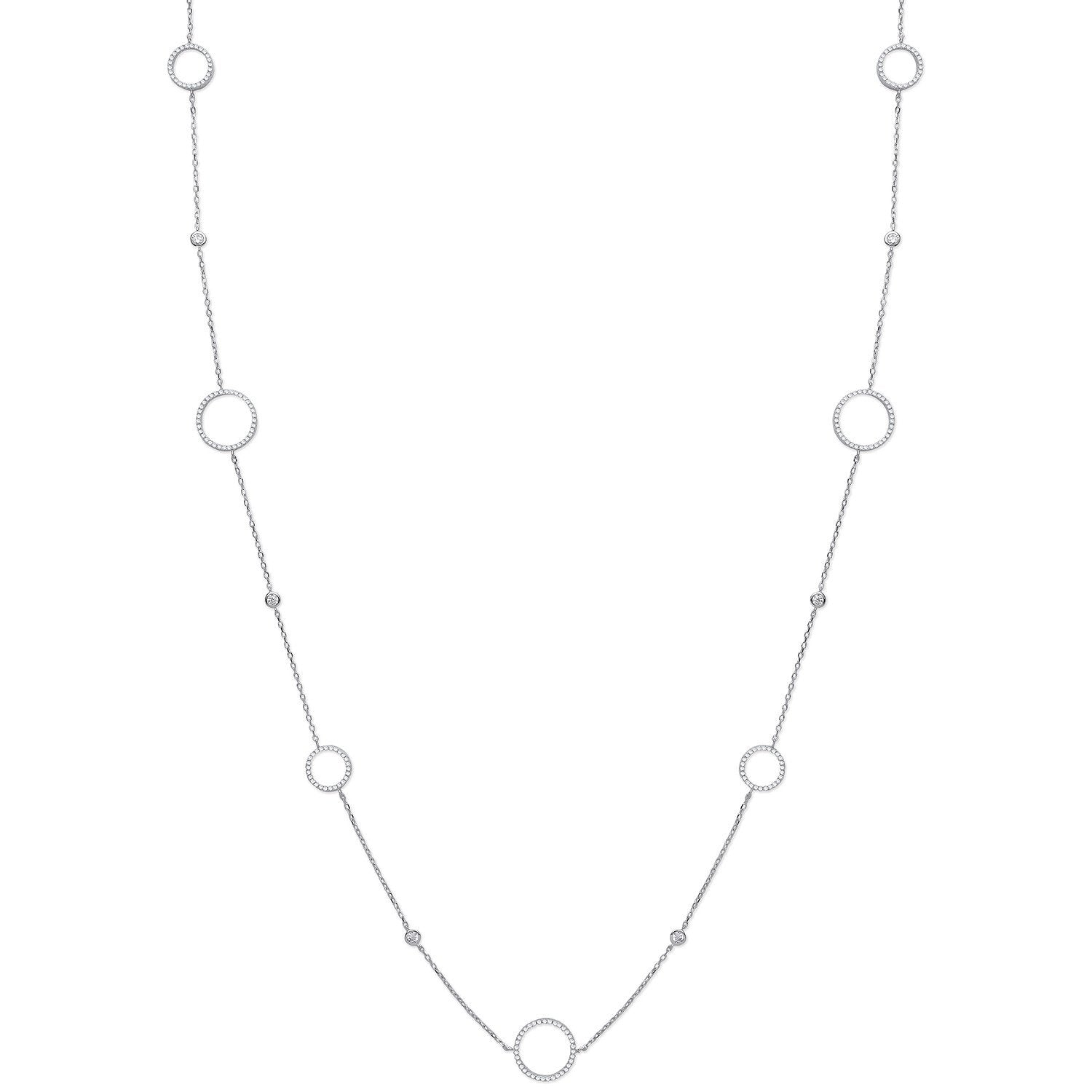 Silver Cubic Zirconia Circle of Life 36" (91cm) Necklace - Fine Necklace - Certified Authenti – Luxury Jewellery by Im