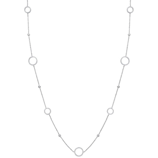 Silver Cubic Zirconia Circle of Life 36" (91cm) Necklace - Fine Necklace - Certified Authenti – Luxury Jewellery by Im