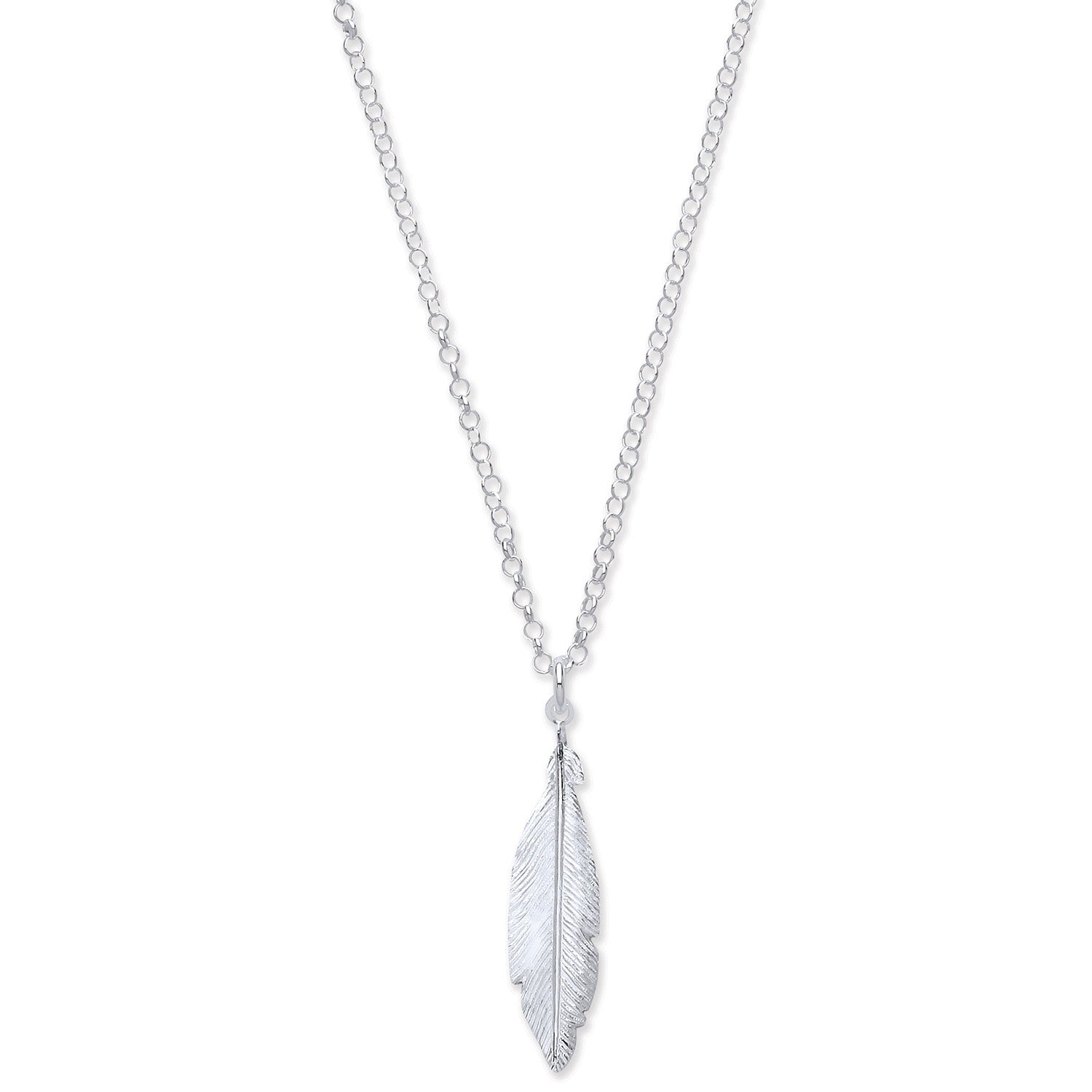 Silver Feather Necklace 16"