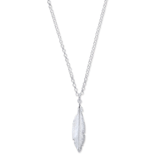 Silver Feather Necklace 16"