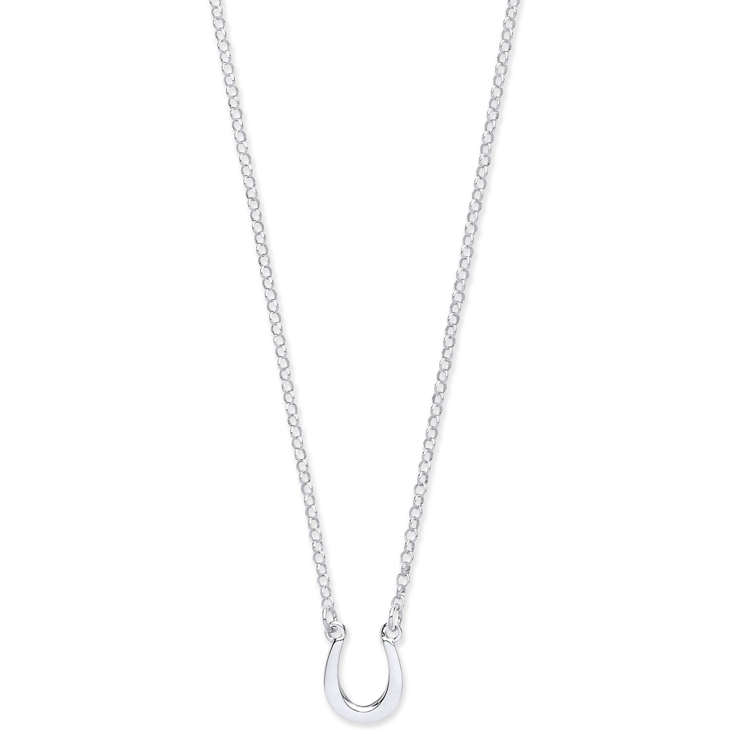 Silver Lucky Horseshoe Necklace 16"