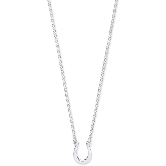 Silver Lucky Horseshoe Necklace 16"