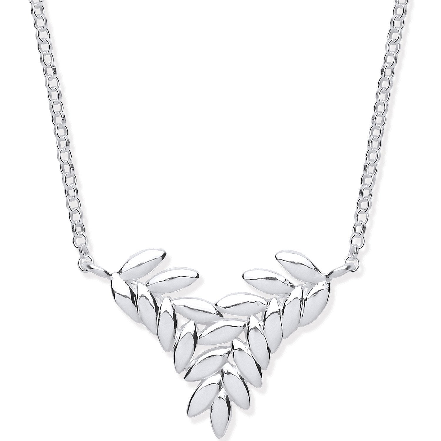Silver Barley Leaf Necklace 16" - Fine Necklace - Certified Authentic - Swiss Made - UK Stock – Luxury Jewellery by Im