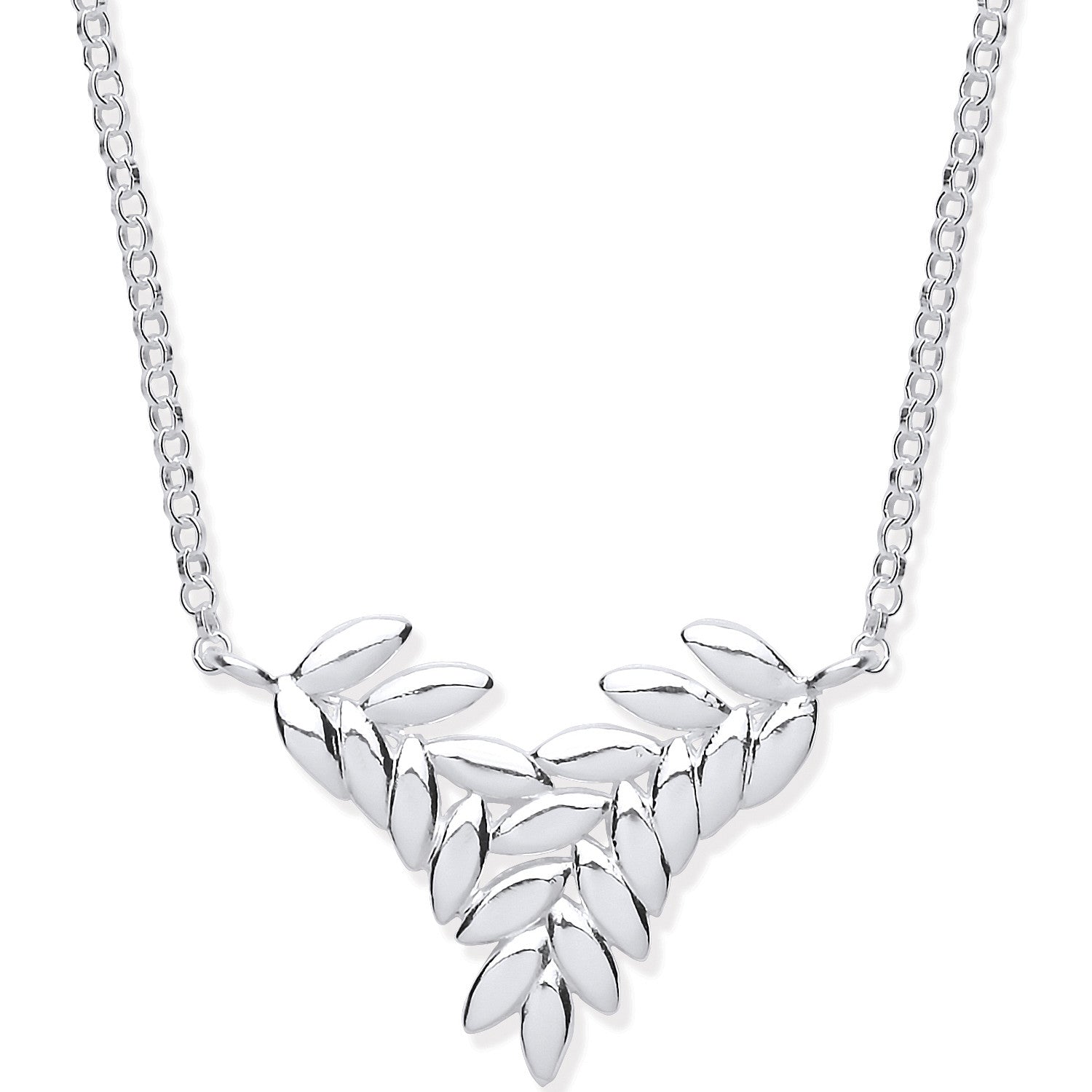 Silver Barley Leaf Necklace 16"