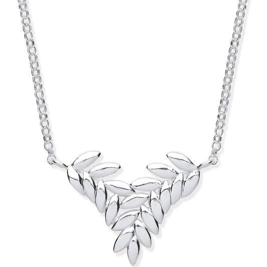 Silver Barley Leaf Necklace 16"