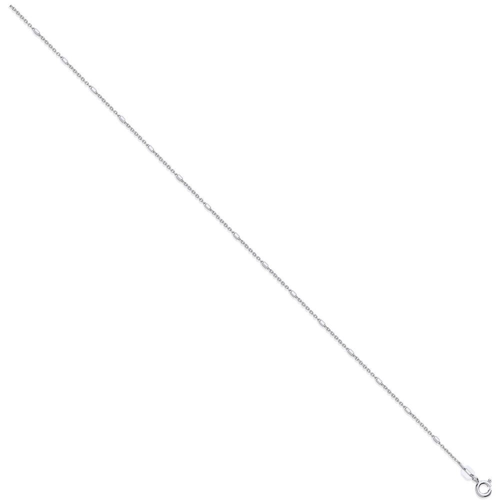 Silver 1.3mm D/C Belcher Rh. Plated Cable & Bar Chain – product view
