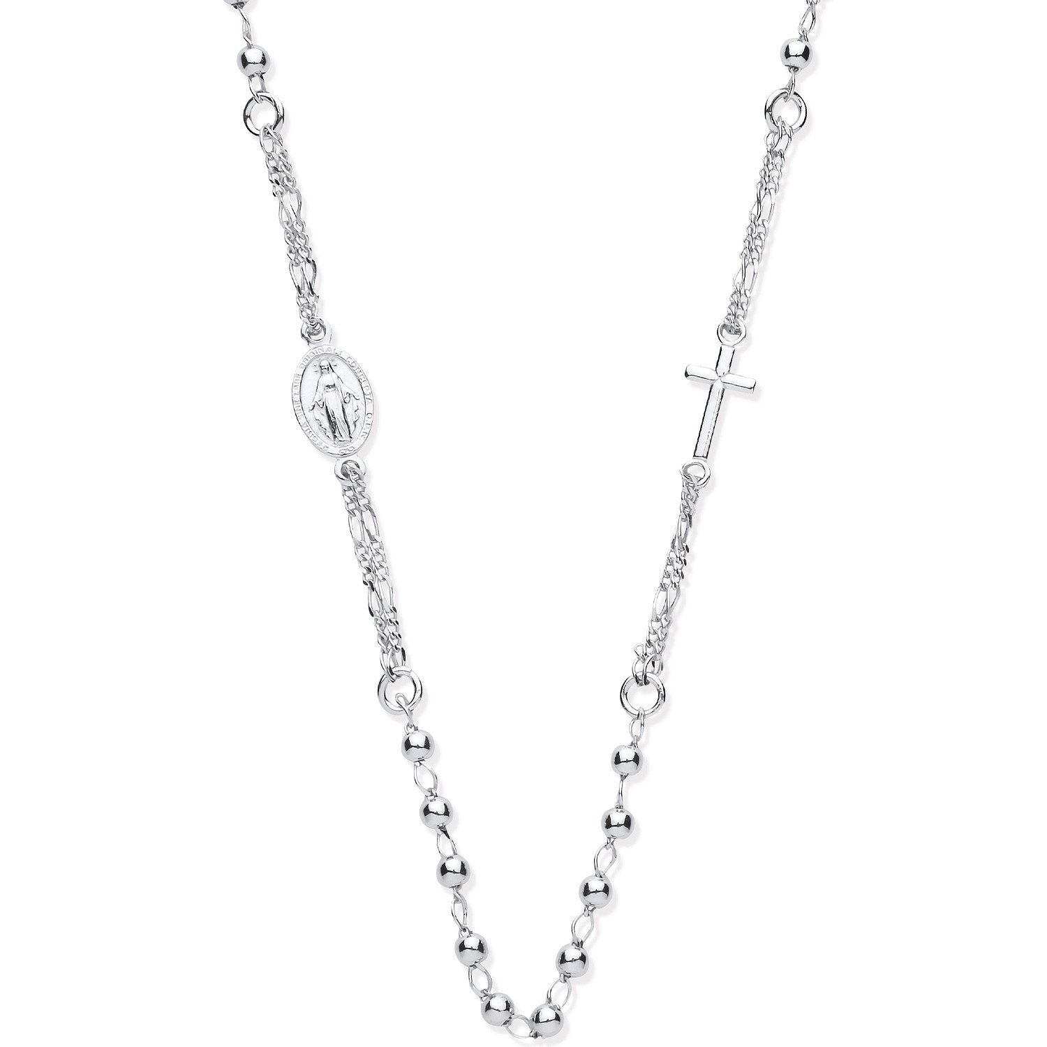 Silver Rosary Beads 18" Chain - Fine Necklace - Certified Authentic - Swiss Made - UK Stock – Luxury Jewellery by Impe