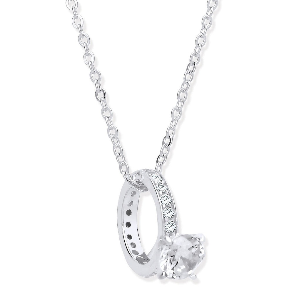Silver Little Girls Big Diamond Ring Cubic Zirconia Chain