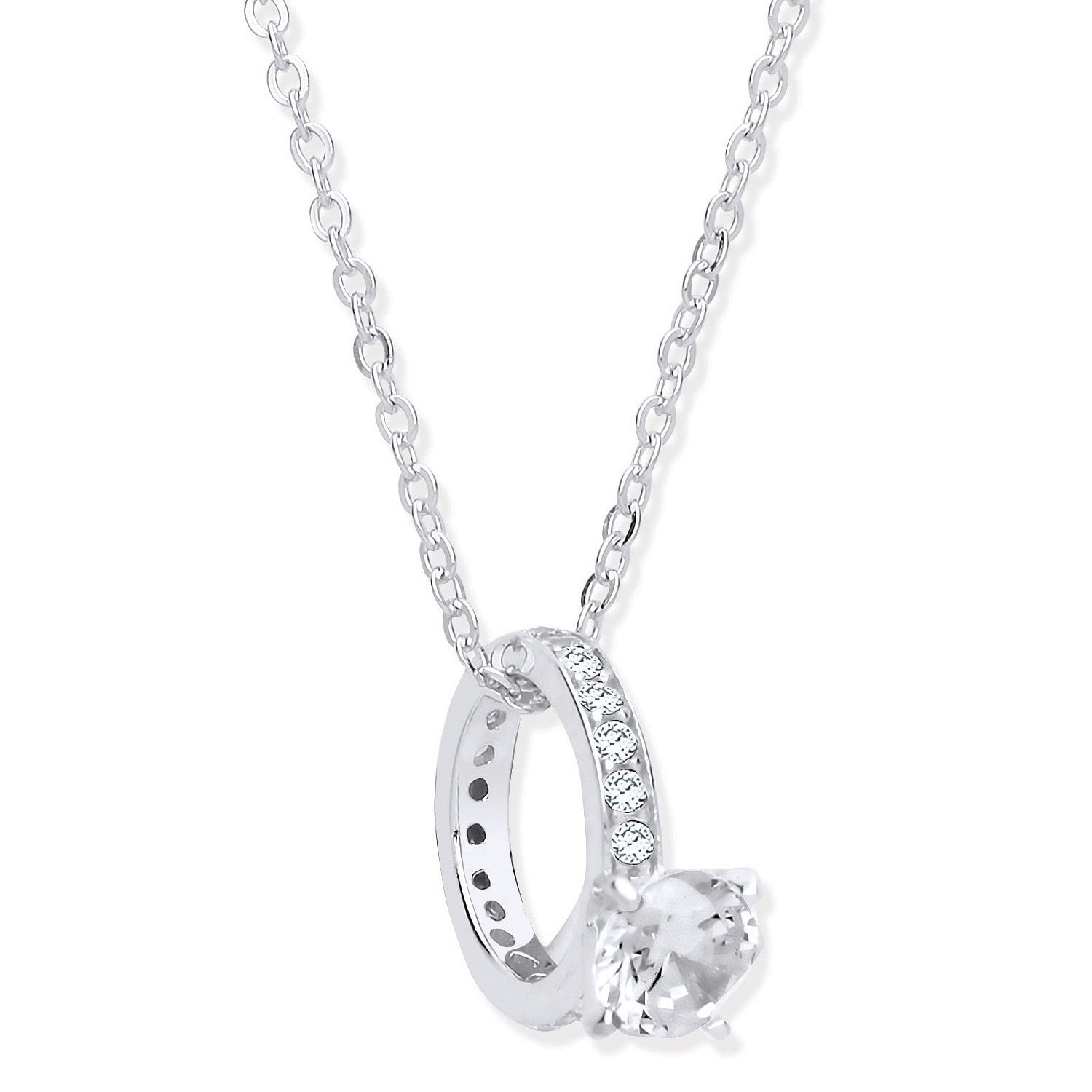 Silver Little Girls Big Diamond Ring Cubic Zirconia Chain