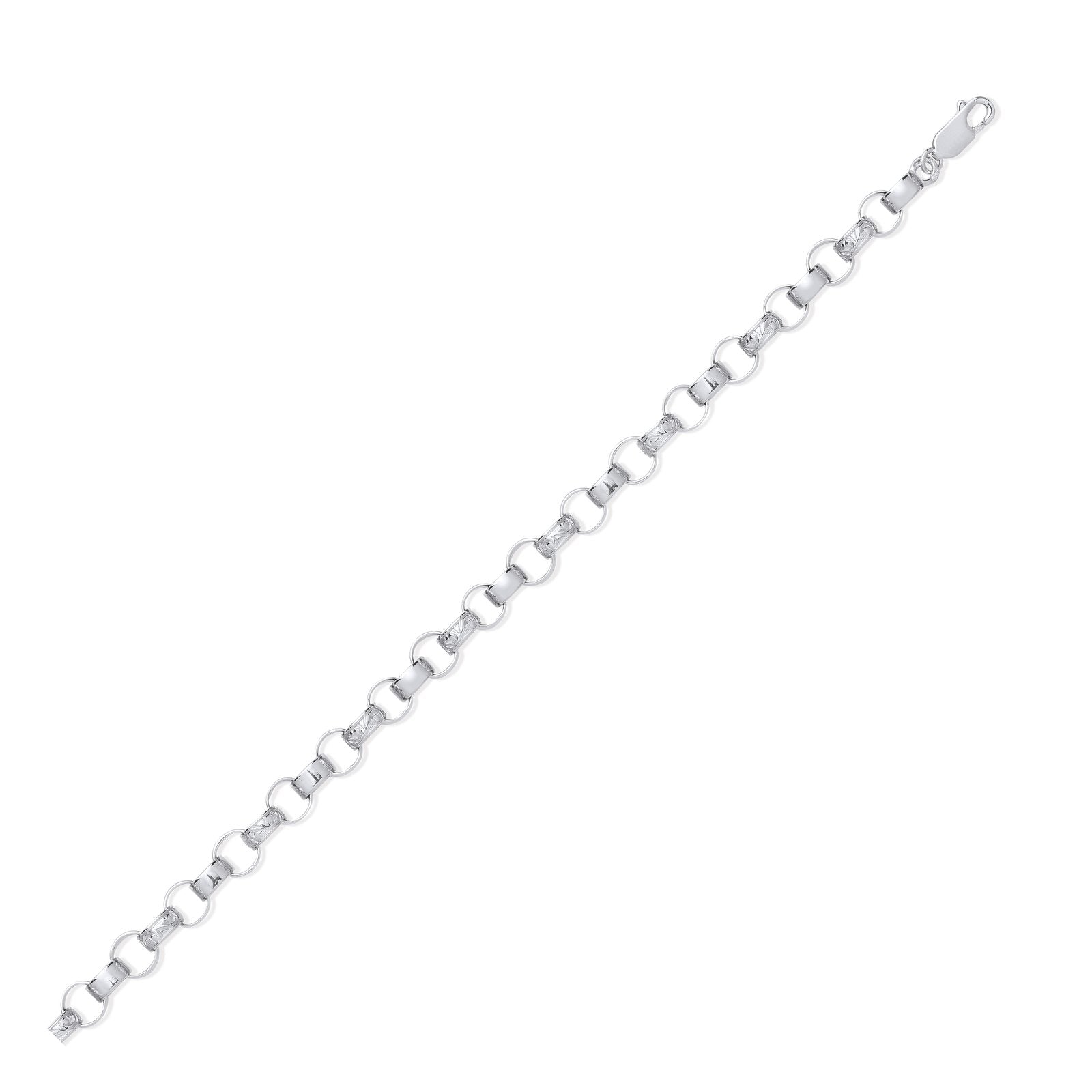 Silver 8.0mm Plain & Engraved Link Belcher Chain/Bracelet - Fine Bracelet - Certified Authent – Luxury Jewellery by Im