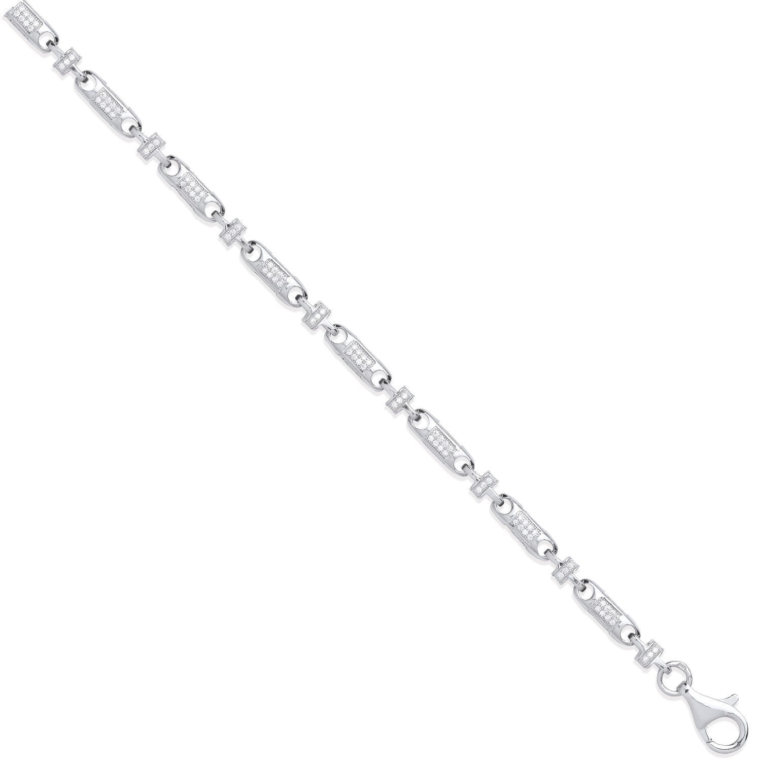 Silver 5.3mm Fancy Links Cubic Zirconia Chain/Bracelet - Fine Bracelet - Certified Authentic – Luxury Jewellery by Imp