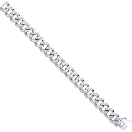 Silver 12mm Cubic Zirconia & Plain Back Link Curb Chain - Fine Necklace - Certified Authentic – Luxury Jewellery by Im