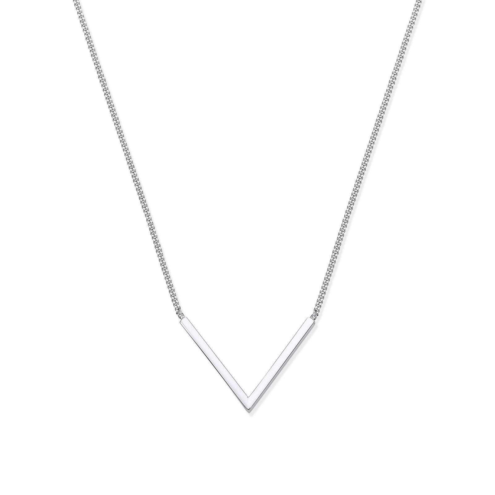 Silver V-Shape 17" Necklace - Fine Necklace - Certified Authentic - Swiss Made - UK Stock – Luxury Jewellery by Imperi