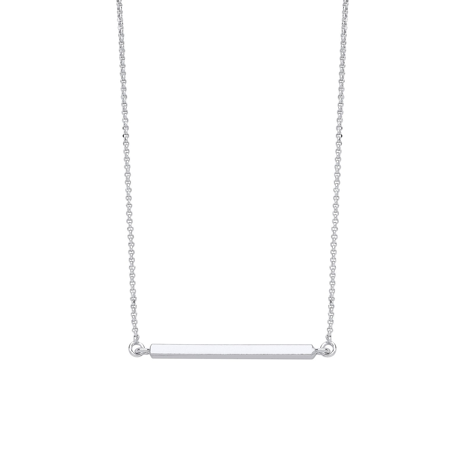 Silver Square Tube Bar Necklace - Fine Necklace - Certified Authentic - Swiss Made - UK Stock – Luxury Jewellery by Im